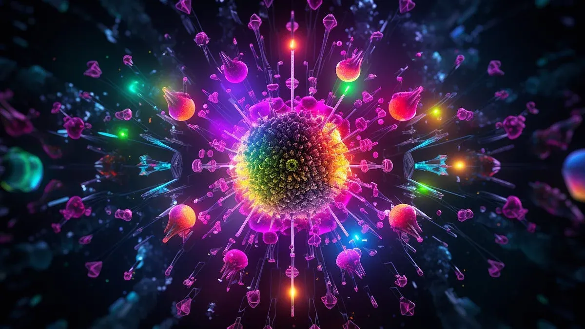 A colourful network of connected icons.