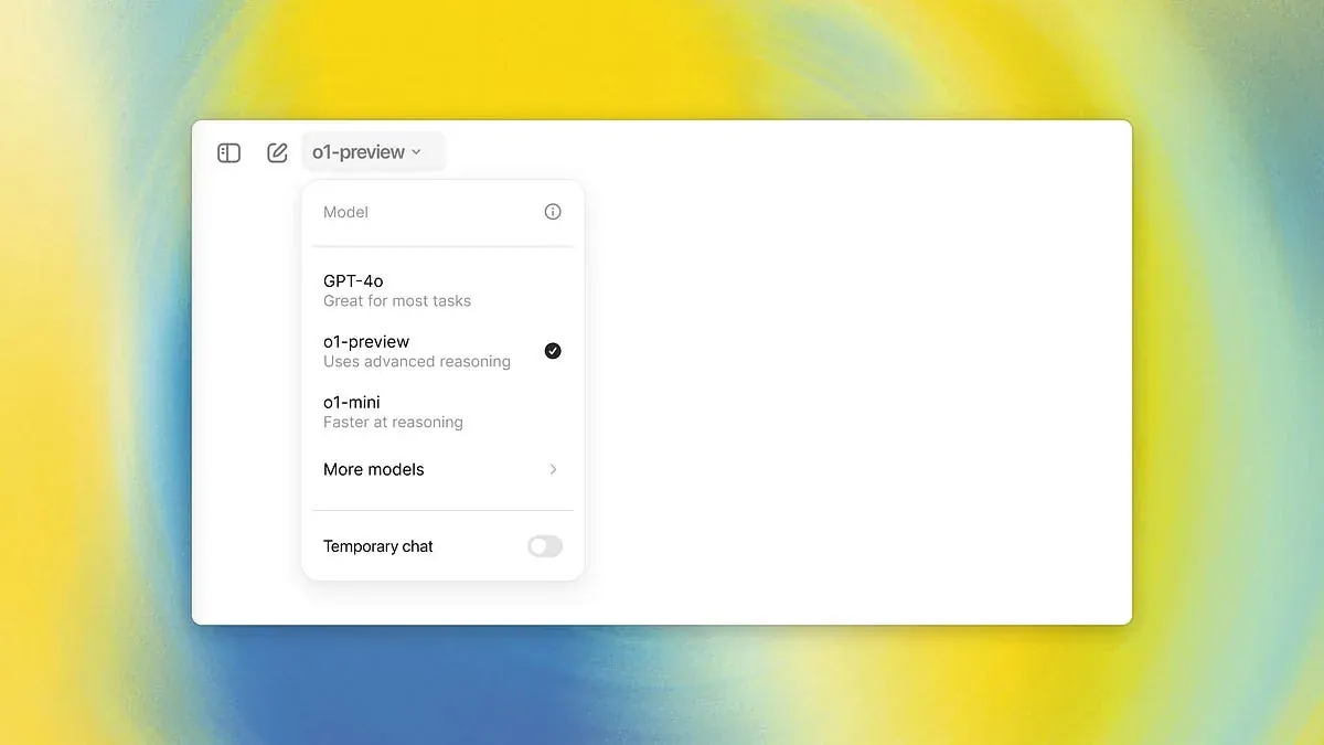 An OpenAI reasoning interface against a yellow and green background.
